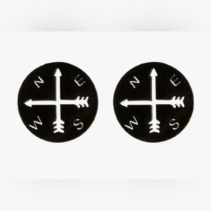 Black Directional Studded Earrings Size 10mm